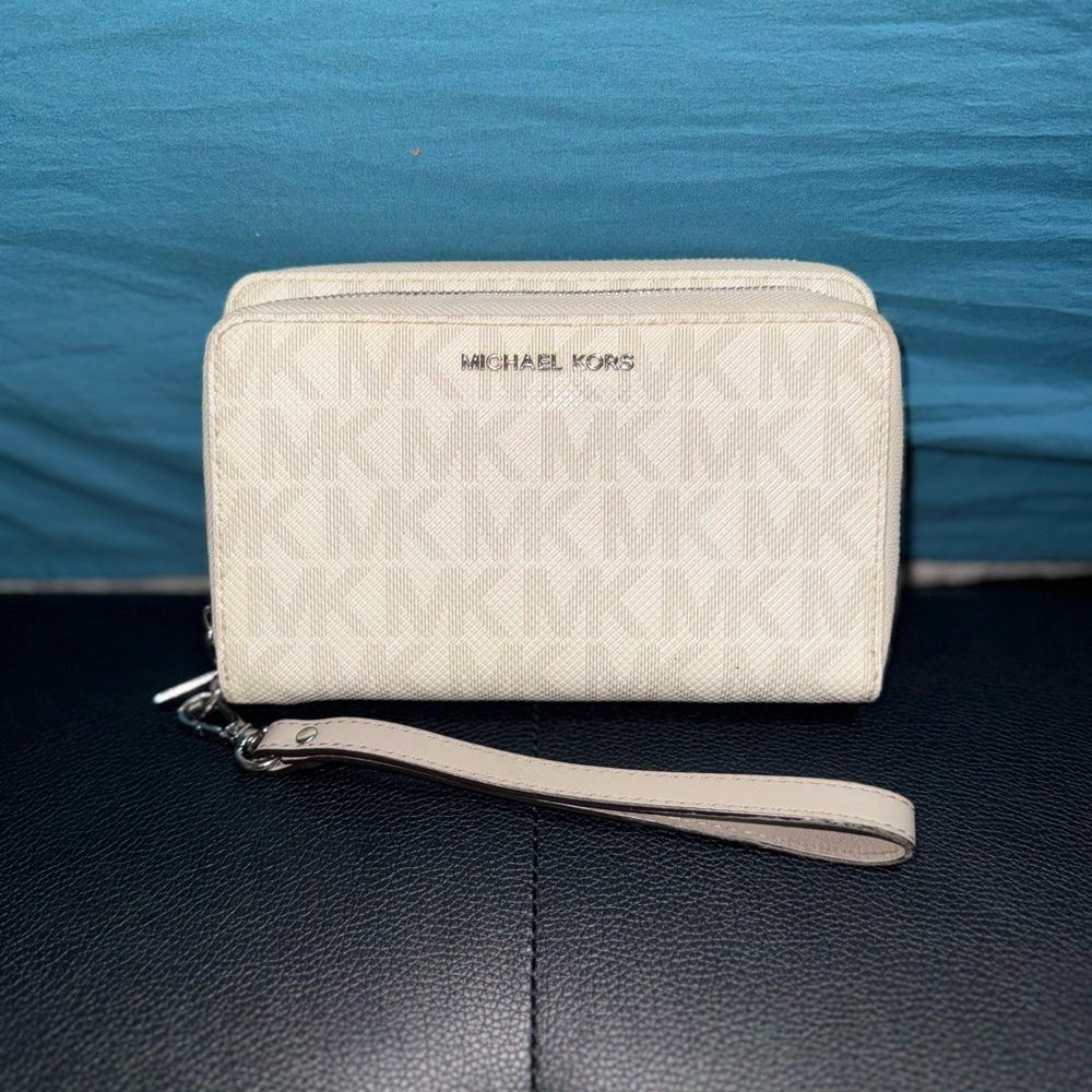 Michael Kors Beige Logo Wristlet